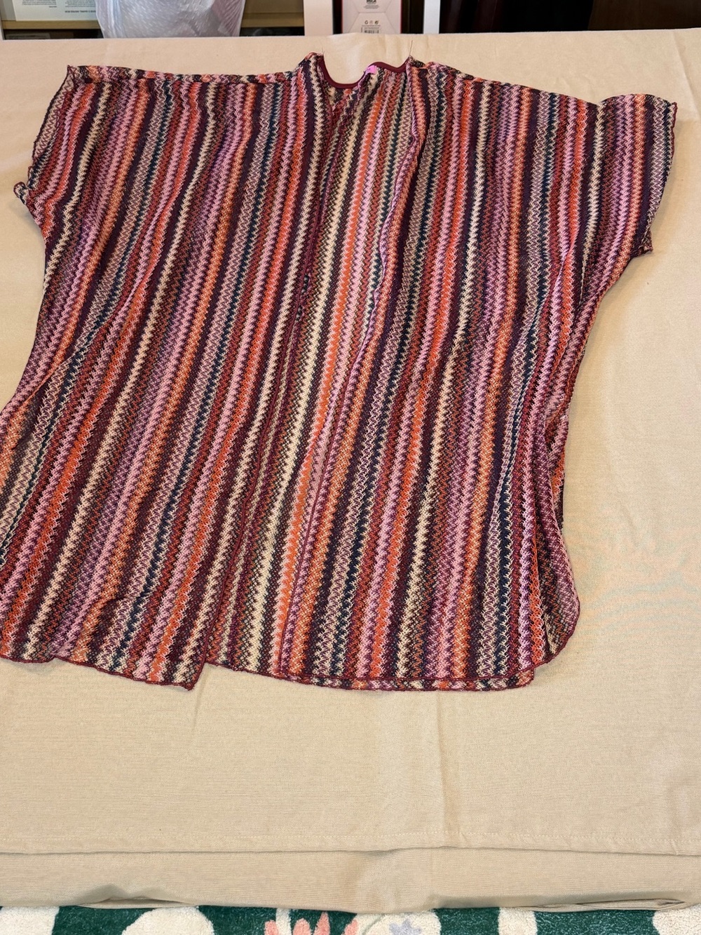 mi ami Open-Knit Multicolor Stripe Top - Pink, Purple, Orange, Navy